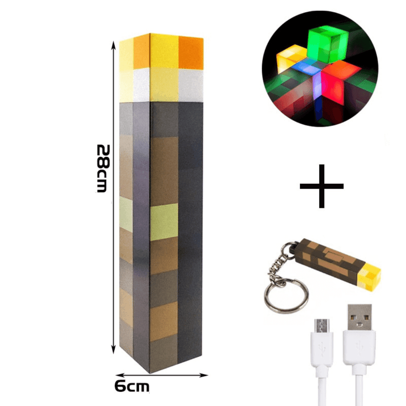 Tocha de Minecraft - Luminária 4 cores - monking-store