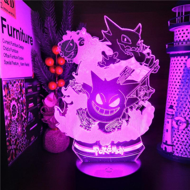 Luminária 3D LED de Pokémon - Pokémons fantasmas - monking-store
